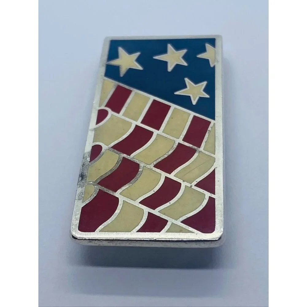 Tiffany Co Money Clip American Flag 52mm x 24mm 1994 Sterling Silver 925